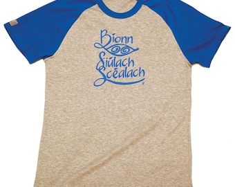 Organic Irish language travel t-shirt as gaeilge