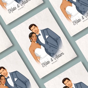 HOCHZEITS-Porträt ILLUSTRATION, EINLADUNGSKARTEN, Tischkarten, Hochzeitskarten, Braut & Bräutigam