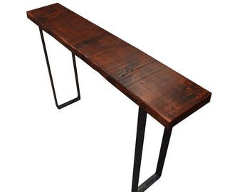 Reclaimed Douglas Fir Console Table // Flat Bar Steel Legs