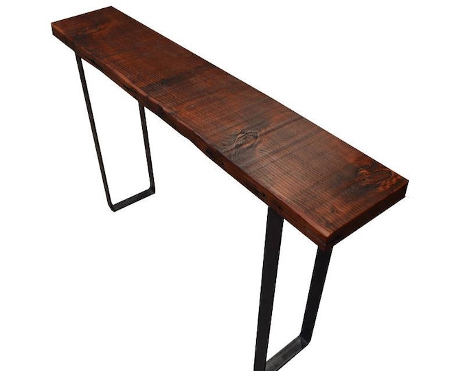 Reclaimed Douglas Fir Console Table // Flat Bar Steel Legs