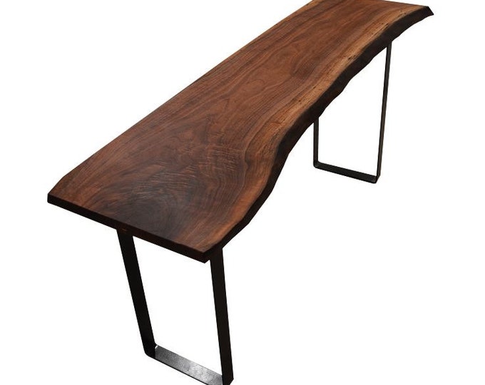 CUSTOM Live Edge Walnut Console Table // Flat Steel Legs