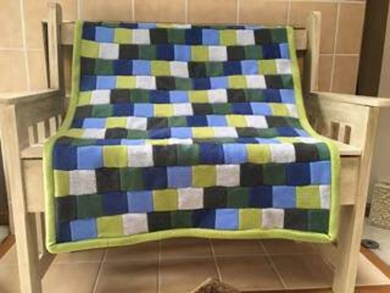 Blue and green fleece baby blanket