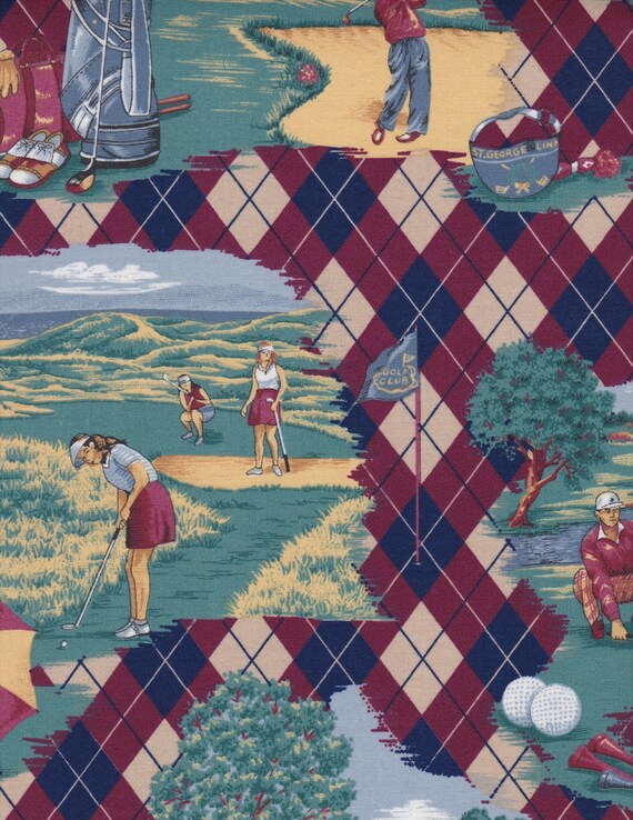 Novelty Golf Print Fabric Cotton Shirting Cloth Fashion Craft Etsy