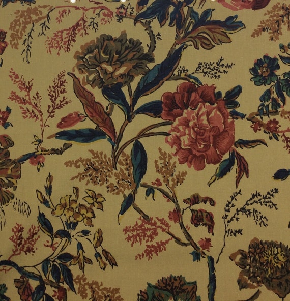 English Cottage Floral Fabric Cotton Block Print Pillow Craft Etsy