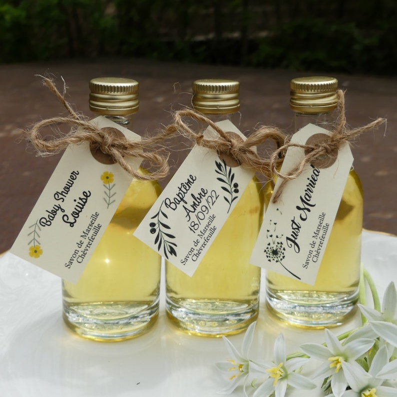 Vial Marseille Soap Liquid Honeysuckle 50ml personalized Guest Gift Wedding Personalized baptism image 1