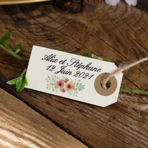 Mini Bouquet Fleurs séchées Lavande personnalisé Cadeau Invité Mariage Baptême Pivoines