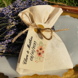 Saquinho de lavanda-bolsa de presente personalizada para convite de casamento, batismo, bolsa personalizada para convidados de casamento, bolsa de casamento, país, casamento