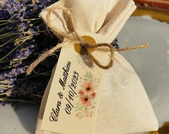 Lavendel Sachet-Geschenk lädt Hochzeit Taufe personalisiert-individueller Beutel Hochzeitsgast-Hochzeit Beutel Tasche-Champetre Hochzeit