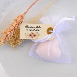 Personalized heart soap Baptism Wedding - Rose scent soap 25 gr
