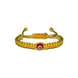 Red Evil Eye Macrame Bracelet (Yellow String) • Protection, Handmade, Pulsera Mal De Ojo, Good Luck Charm, Men, Women