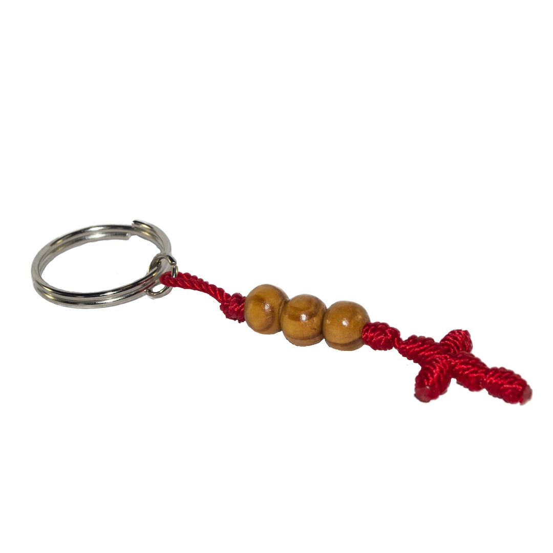 Red Cross Wooden Bead Keychain (8mm) • Gift for Her, Gift for Him ...