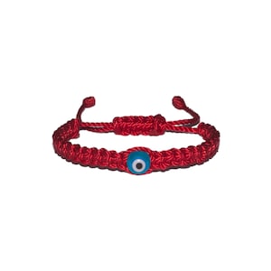 Light Blue Evil Eye Macrame Bracelet (Red String) • Protection, Handmade, Pulsera Mal De Ojo, Good Luck Charm, Men, Women