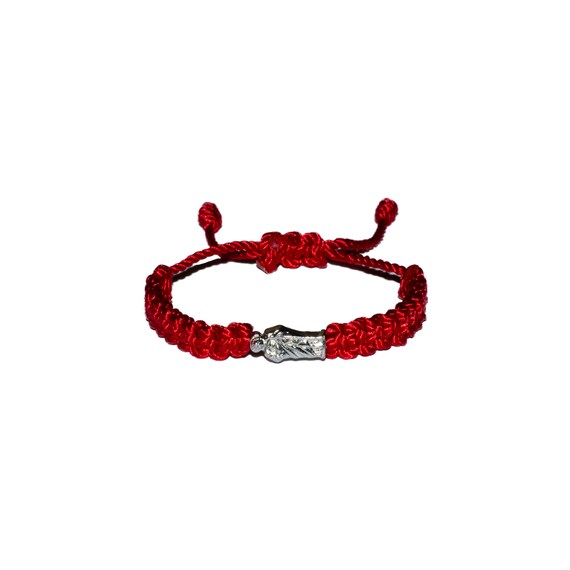 Baby Jude Silver Bead Macrame Bracelet (red) • Protection