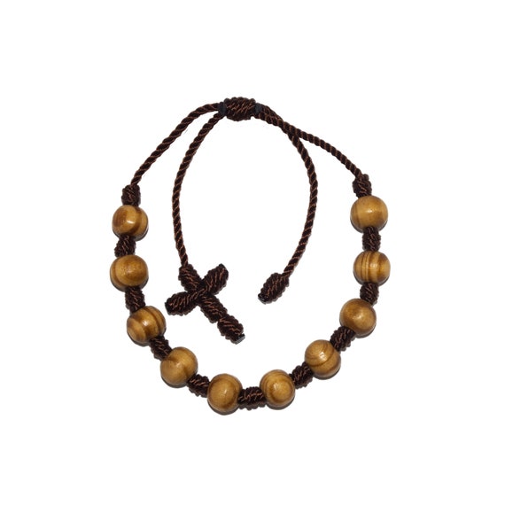 Brown Wooden Bead Rosary Bracelet (8mm) • Decenario, Gift for Her