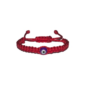 Purple Evil Eye Macrame Bracelet (Red String) • Protection, Handmade, Pulsera Mal De Ojo, Good Luck Charm, Men, Women