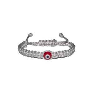 Red Evil Eye Macrame Bracelet (White String) • Protection, Handmade, Pulsera Mal De Ojo, Good Luck Charm, Men, Women
