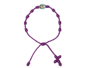 St. Michael Twine Rosary (Purple String) • San Miguel, Protection, Prayer Rope, Chaplet, Pulsera, Knotted Bracelet, Decenario