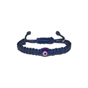 Purple Evil Eye Macrame Bracelet (Navy String) • Protection, Handmade, Pulsera Mal De Ojo, Good Luck Charm, Men, Women