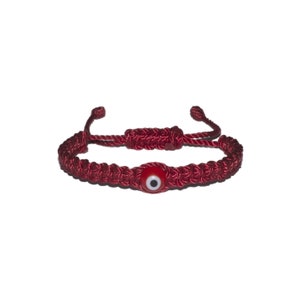 Red Evil Eye Macrame Bracelet (Burgundy String) • Protection, Handmade, Pulsera Mal De Ojo, Good Luck Charm, Men, Women