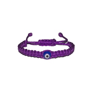 Blue Evil Eye Macrame Bracelet (Purple String) • Protection, Handmade, Pulsera Mal De Ojo, Good Luck Charm, Men, Women