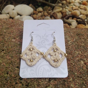 Diamond Shape Crochet Dangle Earrings