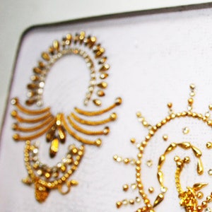 Gold Whiskers Burlesque Pasties Costume Lingerie Vajazzle - Intimate Classic Crystal Vajazzle Nipple & Breast  Jewel Pasties (BOX-P-4)