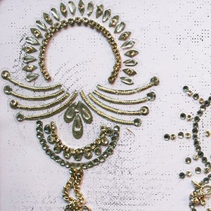 Silver Whiskers Burlesque Pasties Costume Lingerie Vajazzle - Intimate Classic Crystal Vajazzle Nipple Stick on Jewel Pasties (BOX-P-4)