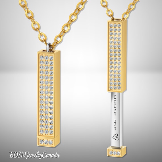 BDSM "abuse me" Kinky Necklace Jewelry - Bondage Submissive Pendants- Daddy Sexy Erotic Gift for Her, DDLG Little, Wife, Girlfriend, Partner