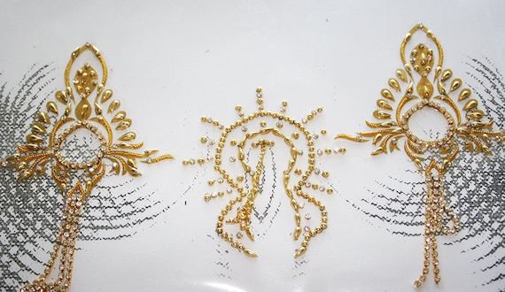 Lingerie Jewelry Nude Gold Crystal Rhinestone Nipple jewelry non piercing Pasties Intimate Chain Pasty.. (BOX-P-3)