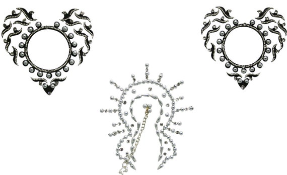 Rhinestone Nipple Erotic Nipple Nude Breast Heart Floats Rhinestone Pasties Jewels Intimate in SILVER Black . ! Valentines Nude costume