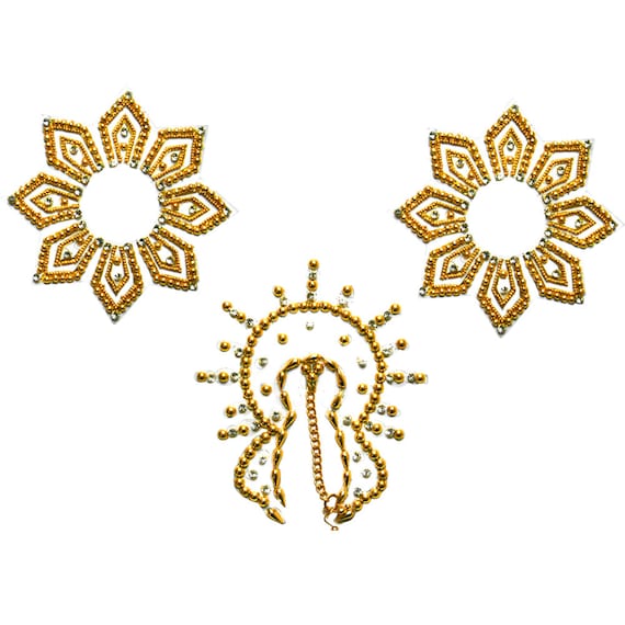 STAR GOLD Nipple Pasties Breast Pasties Non Piercing Bijoux Flamboyant nipple Crystal