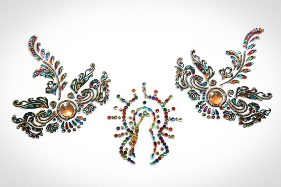 Playful Nipple Gemstone Pasties, Burlesque Costume Lingerie,Pasty