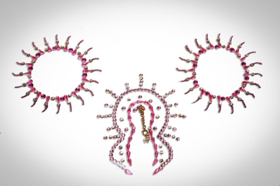 Pink Nipple jewelry Non piercing Burlesque Jewel Nude Breast Floats Rhinestone Pasties Jewels Intimate in PINK