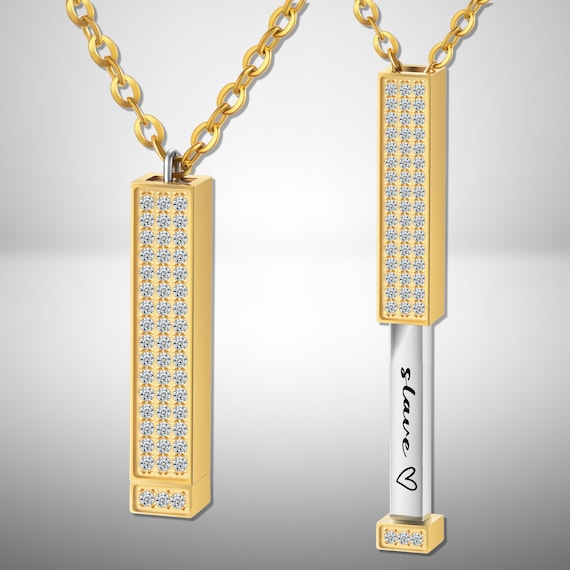 BDSM "SLAVE" Kinky Necklace Jewelry - Bondage Submissive Pendants- Daddy Sexy Erotic Gift for Her, DDLG Little, Wife, Girlfriend, Partner