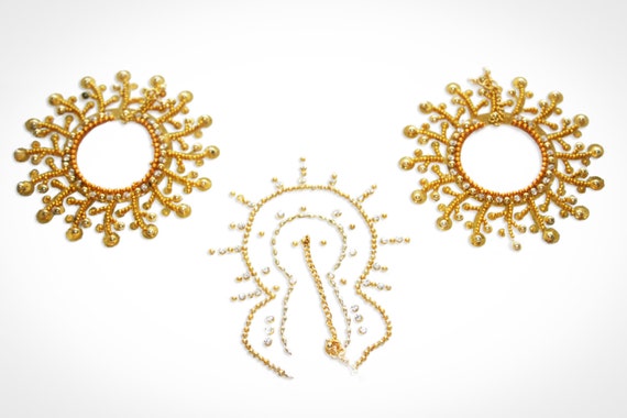 Nipple jewelry Non piercing Nipple Jewel Nude Breast Floats Rhinestone Pasties Jewels Intimate in Gold Tone!