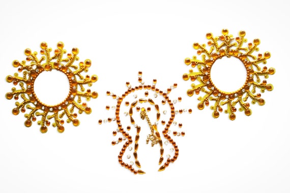 Nipple Burlesque jewelry Yellow Non piercing Nipple Jewel Nude Breast Floats Rhinestone Pasties Jewels Intimate in Silver !