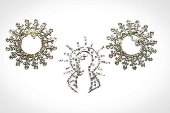 Nipple jewelry Pasties Non piercing Nipple Jewel Nude Breast Floats Rhinestone Pasties Jewels Intimate in Silver !