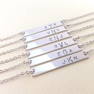 Monogram Necklace Modern Style First Last Middle Name Initials HAND Stamped or Manually Engraved Mother's Day & for All Gifts image 6
