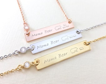 Mama Bear Necklace • Sparkling Zirconia • Mama Bear with Her Cubs • Mother Necklace • Gift for Mother's Day, Mom's Birthday and All