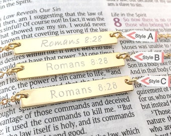 Bible Verse Necklace • Christian Necklace • Religious Jewelry • Name, Date or can be Personalized • Christmas Gift, Baptism & Everyday Wear