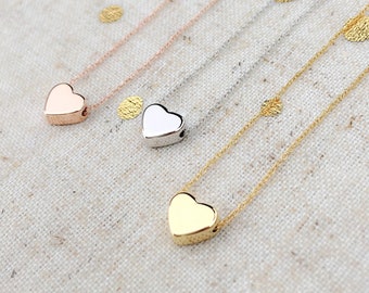 Mother's Day SALE • Heart Necklace • Gold Heart Necklace • Tiny Cute Heart • Rose Gold • Dainty • Mother's Day Gift, Birthday, Everyday Gift