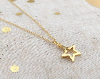 Zarte Halskette mit goldenem Sternanhänger: Feine Kette aus 14-karätigem Gold.