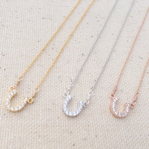 Horseshoe Necklace • Sparkling Zirconia Horseshoe • Handmade • Dainty • Hand Wired Connections • Great for Bridesmaid, Birthday & Love Gift