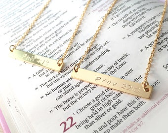 Bible Verse Necklace • Christian Necklace • Religious Jewelry • Name, Date or can be Personalized • Christmas Gift, Baptism & Everyday Wear