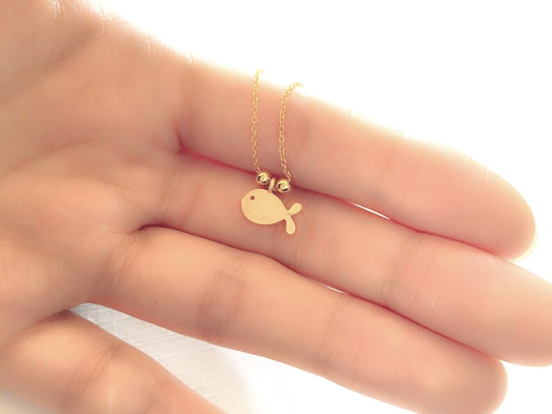 Fish Necklace \u2022 Children Necklace \u2022 Matte Finished Tiny Breathing Goldfish \u2022 Dainty Necklace \u2022 Handmade \u2022 Good for Children/'s Birthday Gift