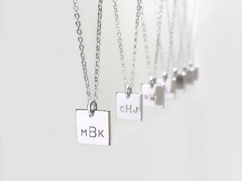 Monogram Necklace Modern Style First Last Middle Name Initials HAND Stamped or Manually Engraved Mother's Day & for All Gifts image 9