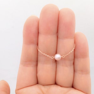 June Birthstone Necklace GENUINE Pearl 14K Gold Filled 14K Rose Gold Filled Sterling Silver Elegant Pale Pink Freshwater Pearl image 5