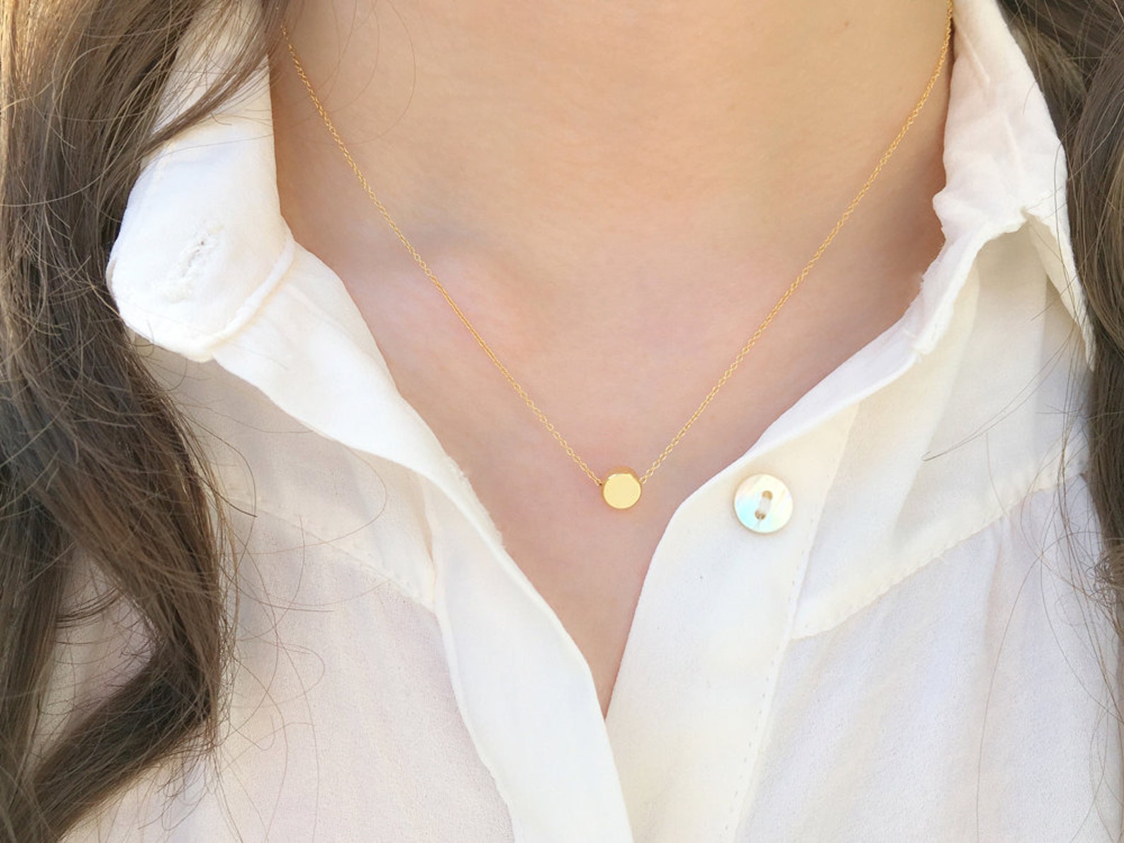 Small Button Pendant with Chain