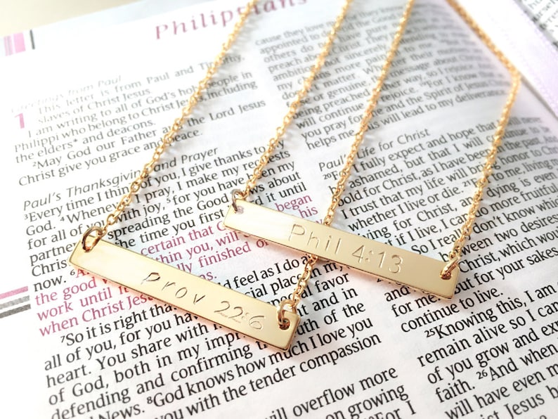 Bible Verse Necklace Christian Necklace Religious Jewelry Name, Date or can be Personalized Christmas, Baptism & All Wear image 7