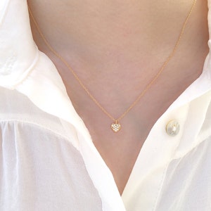 Gold Heart Necklace: Zirconia Pendant, Dainty Handmade Jewelry